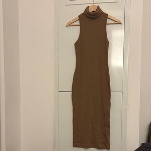 Zara Brown Turtleneck Midi Dress